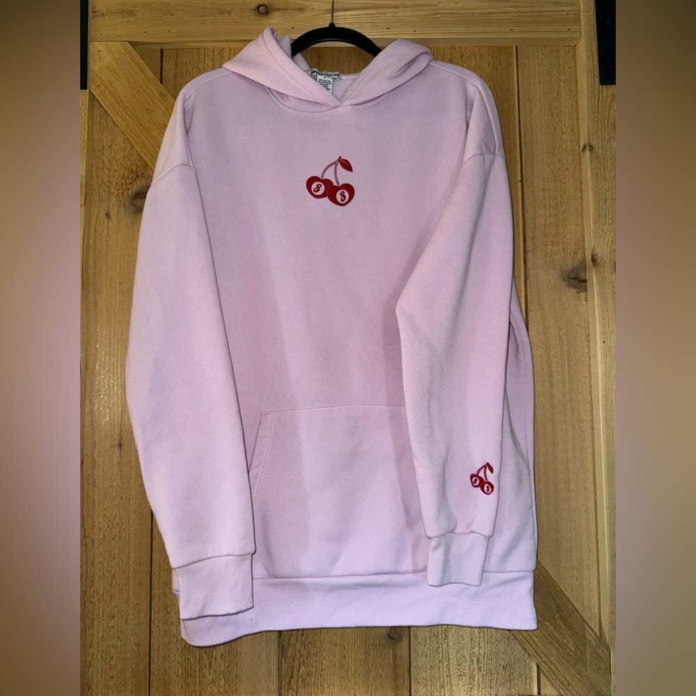 Lucky in Love Cherry Embroidery Oversized Hoodie